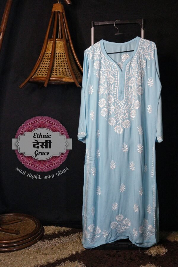 Rayon Long Chikankari Kurti