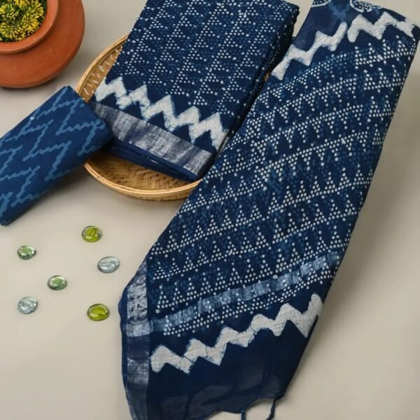Exclusive premium quality Linen hand block printed suit set